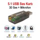 5.1 USB SES KARTI 3D SOUND USB HARİCİ SES KARTI MG-2008p