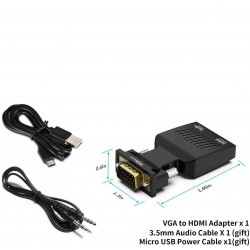 Maxgo 2170 VGA To Hdmi Dönüştürücü Çevirici Kablo Adaptör Görüntü Ses Destekli
