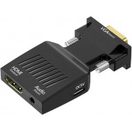Vga To Hdmi Kablo Çevirici Dönüştürücü + SES DESTEKLİ HDMI