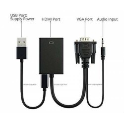 MAXGO 2067 Vga To Hdmi Dönüştürücü Kablo Görüntü Ve Ses Çevirici Hdmı
